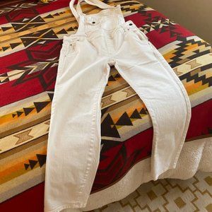 Free People Washed Denim Overalls White Size 27